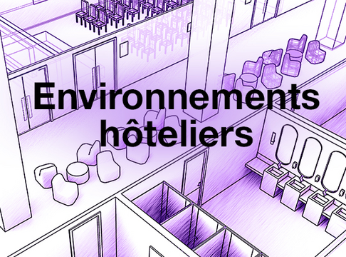 Infographie mauve et blanche des environnements hôteliers