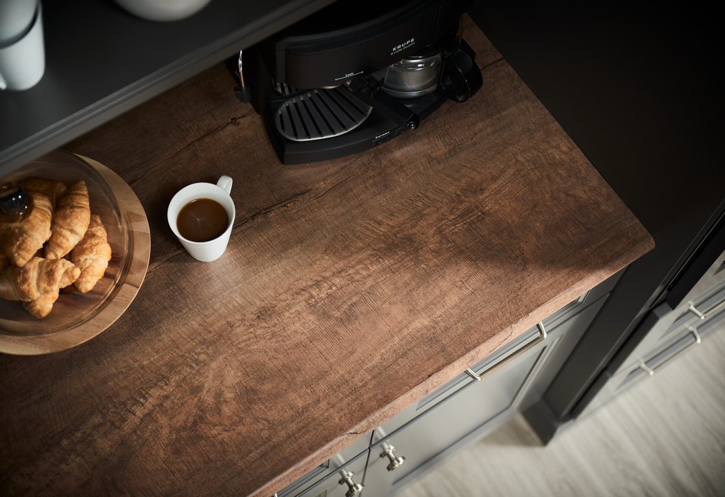 Oxidized beamwood countertop