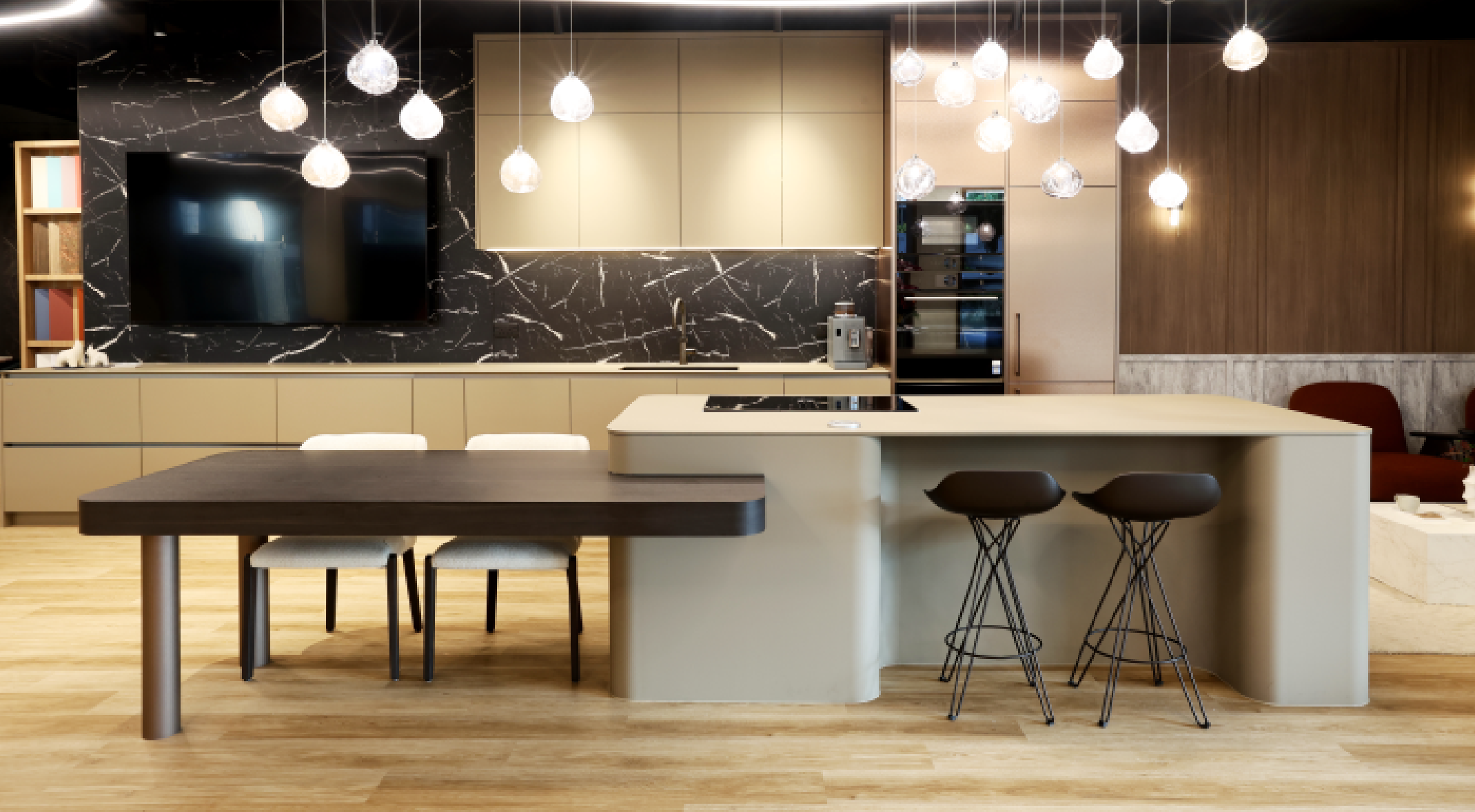 Formica now offers custom-made kitchen cabinets, island counters, and home furniture