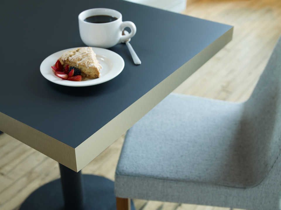 Brushed brasstoned aluminum tabletop
